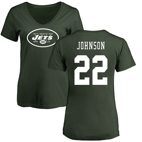 New York Jets Green Women Trumaine Johnson Name and Number Logo NFL Football #22 T Shirt